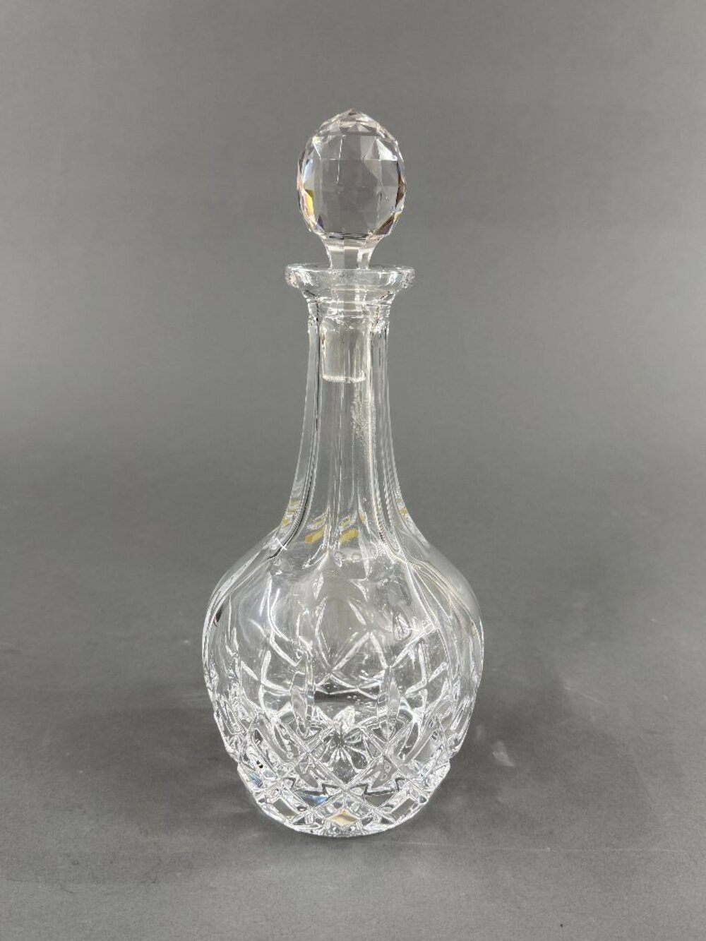Vintage Gorham Full Lead Crystal Decanter West Germany Faceted Ball Stopper 11"